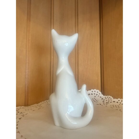 Vintage Mid Century Modern White Otagiri Porcelain Cat Figurine MCM - Picture 6 of 8
